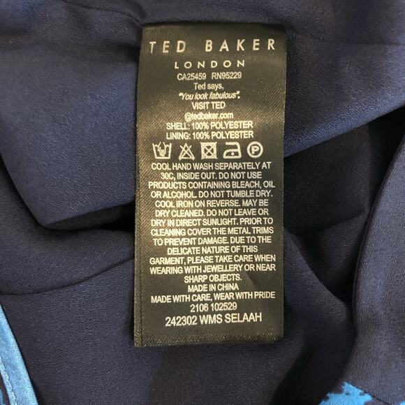 Ted Baker Selaah Bluebell Side Slit Midi Skirt Floral Vacation Date 2 US 0 TB - Picture 13 of 13